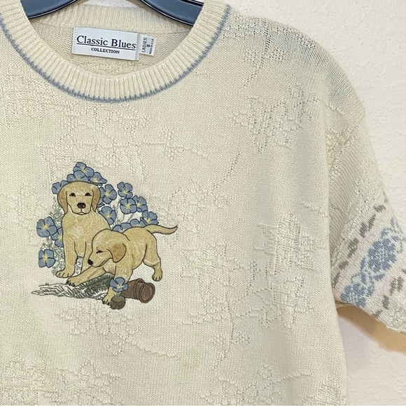 Classic Blues Collection Short Sleeve Pullover Granny Core Sweater size Small - Picture 4 of 11